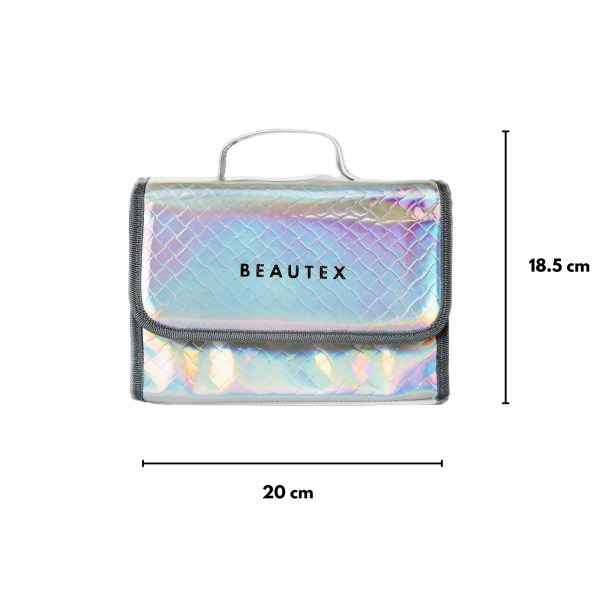 Silver Makeup Bag Size chart of toiletry bag